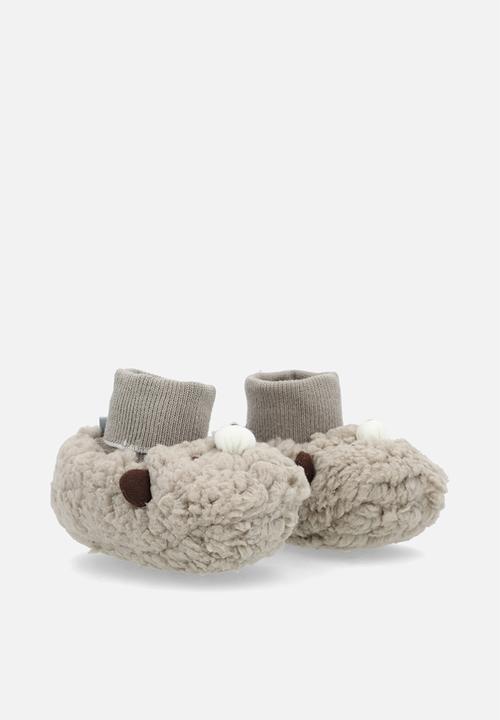 Pop Candy - Teddy fleece sock slippers - greige