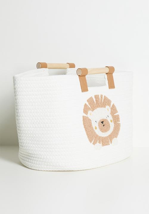 Pop Candy - Lion straw laundry basket - white