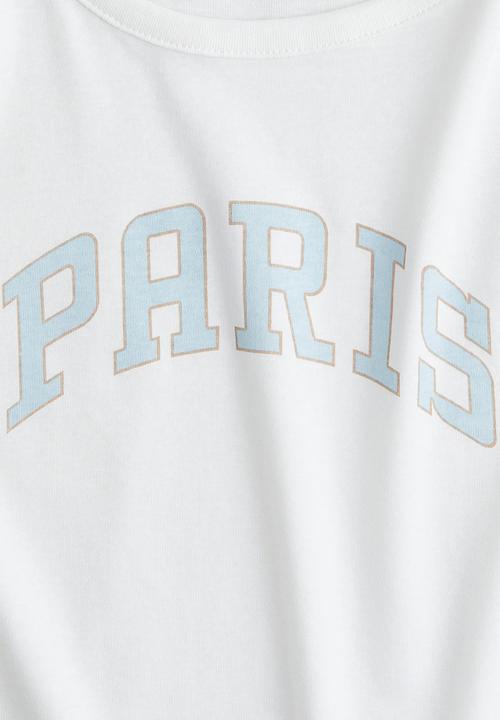 H&M - Cotton jersey top - white/paris
