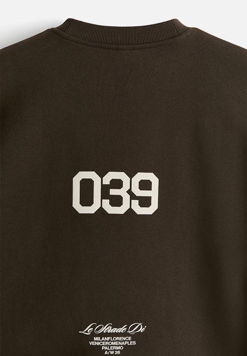 H&M - Oversized fit printed sweatshirt - dark khaki green/le strade di
