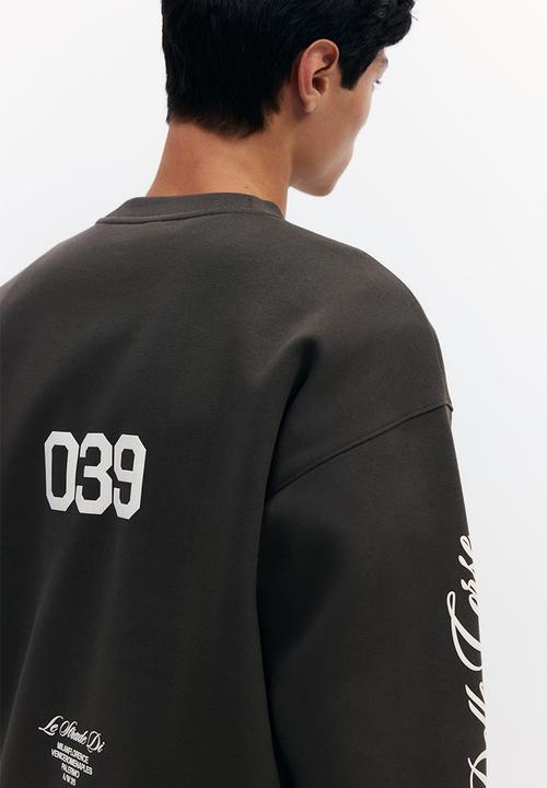 H&M - Oversized fit printed sweatshirt - dark khaki green/le strade di