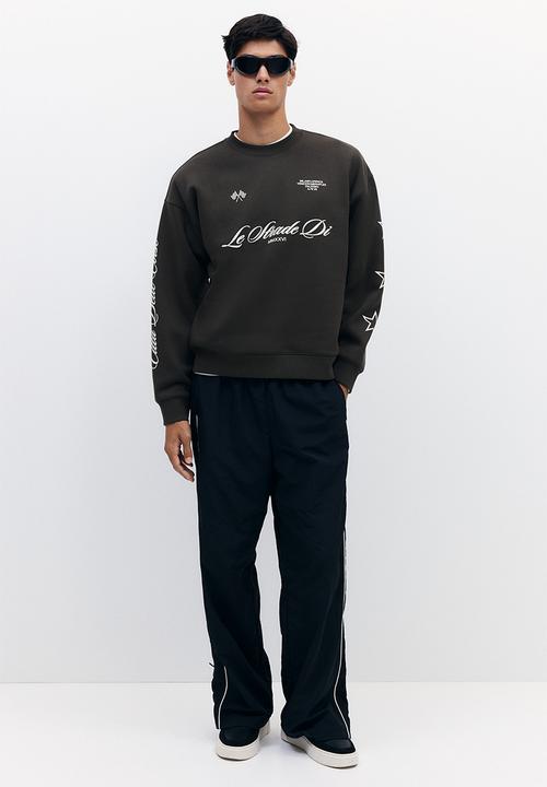 H&M - Oversized fit printed sweatshirt - dark khaki green/le strade di