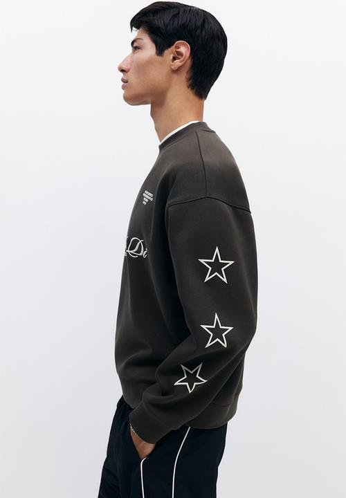 H&M - Oversized fit printed sweatshirt - dark khaki green/le strade di