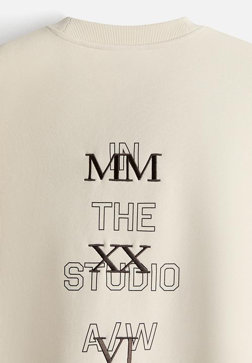 H&M - Oversized fit printed sweatshirt - light beige/in the studio