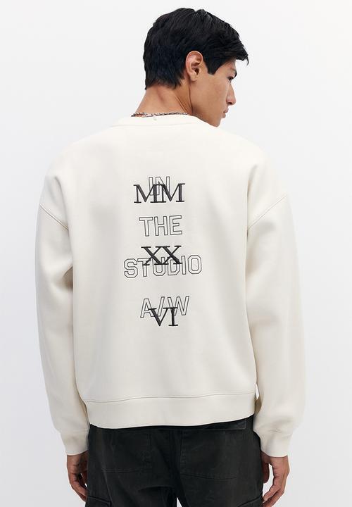 H&M - Oversized fit printed sweatshirt - light beige/in the studio