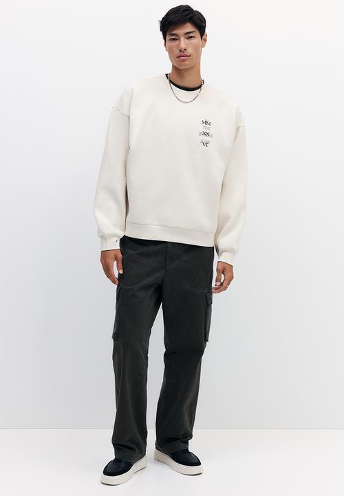 H&M - Oversized fit printed sweatshirt - light beige/in the studio