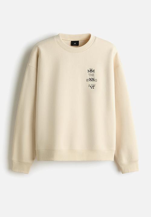 H&M - Oversized fit printed sweatshirt - light beige/in the studio