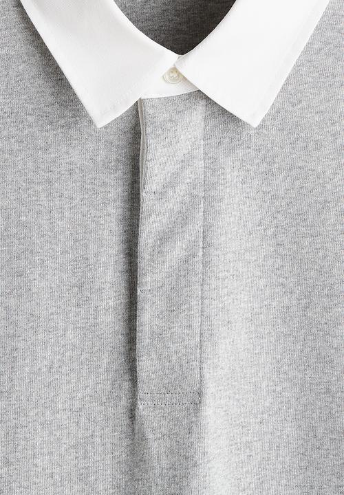H&M - Loose fit cotton polo shirt - light grey marl