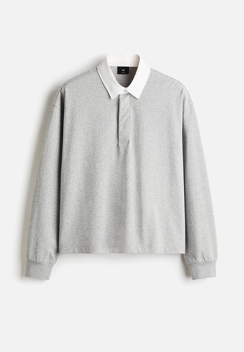 H&M - Loose fit cotton polo shirt - light grey marl