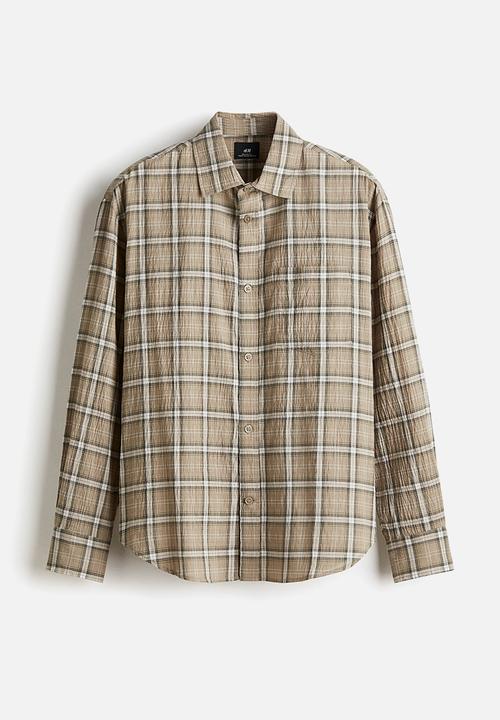 H&M - Loose fit shirt - beige/checked