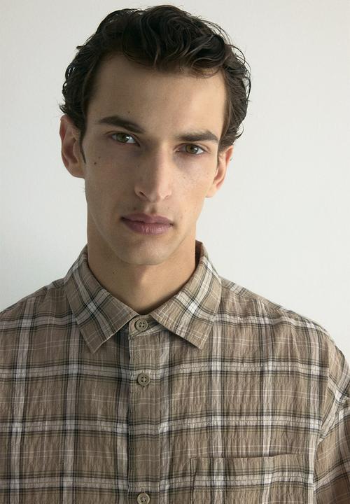 H&M - Loose fit shirt - beige/checked