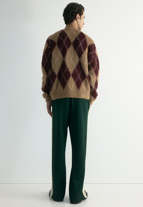 H&M - Relaxed fit sweatpants with side stripes - dark green/colour block