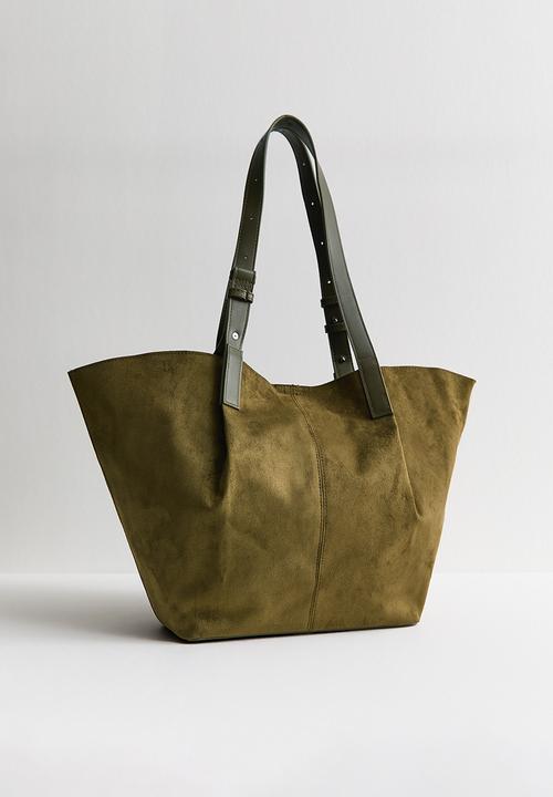 New Look - Perth pinch suedette tote-khaki - Green