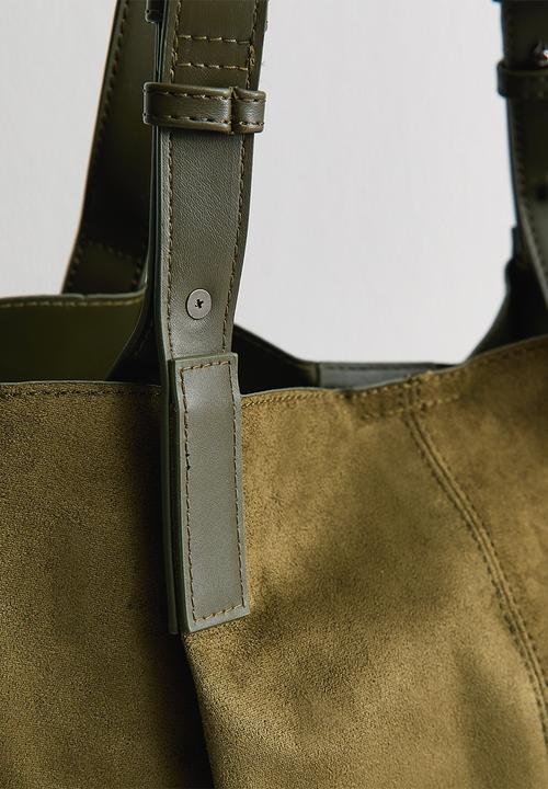 New Look - Perth pinch suedette tote-khaki - Green