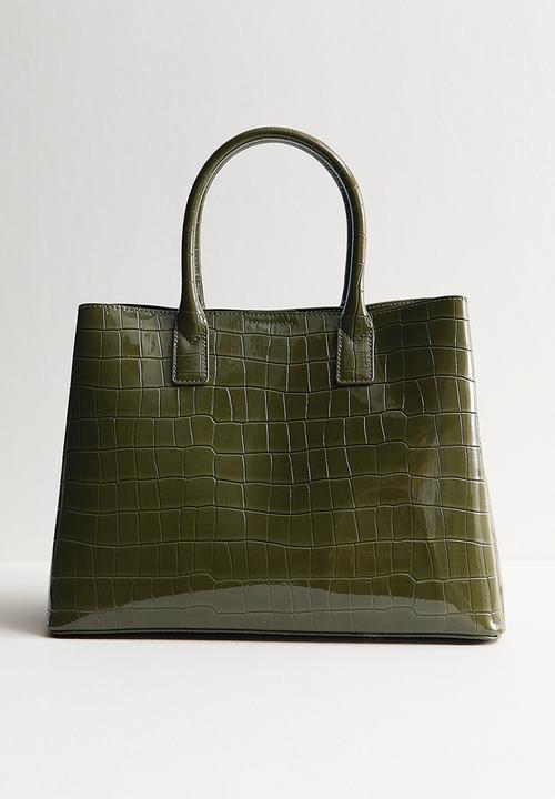 New Look - Anna buckle croc tote bag-black- Khaki