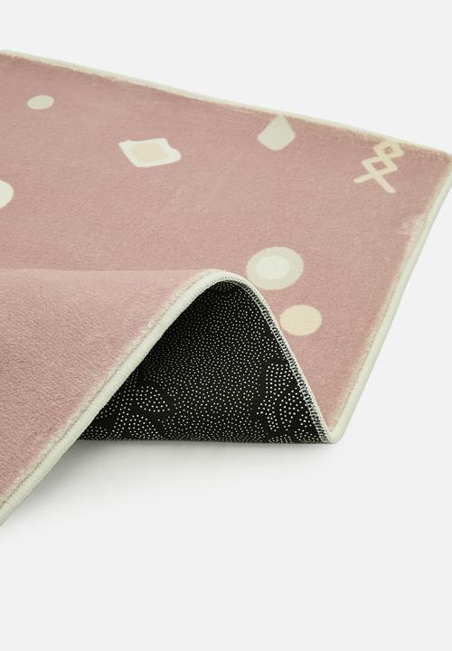 Pop Candy - Geometric printed square rug - dusty pink