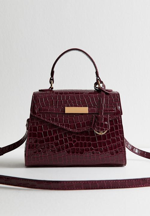 New Look - Midi Tyla croc top handle-burgundy - Red