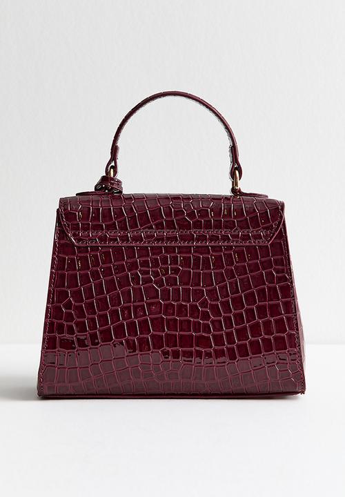 New Look - Midi Tyla croc top handle-burgundy - Red