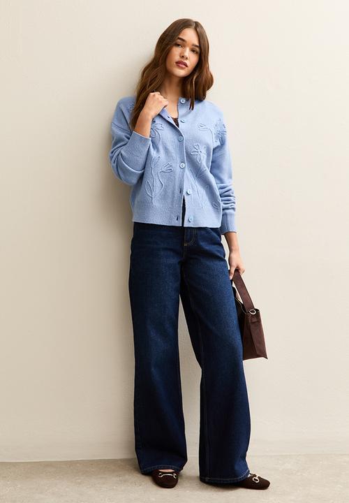 New Look - Floral chain cardigan - mid blue