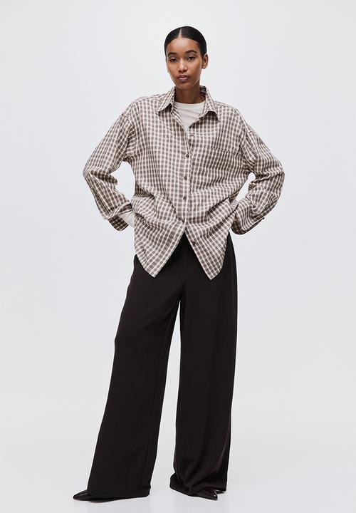 H&M - Wide jersey trousers - dark brown