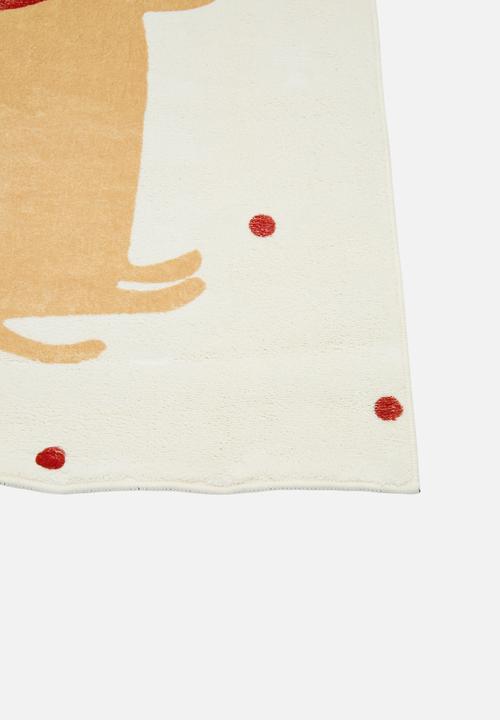 Pop Candy - Brown daschund graphic rug - off white/brown spots