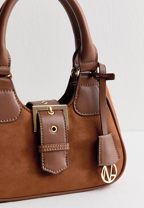 New Look - Pery suedette buckle shoulder bag-brown- Brown