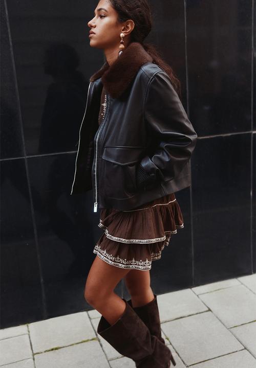 H&M - Embroidered cotton skirt - brown