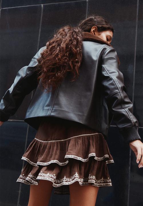 H&M - Embroidered cotton skirt - brown