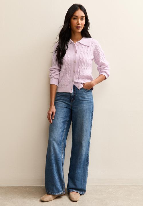 New Look - Ripley cable collar cardi - lilac