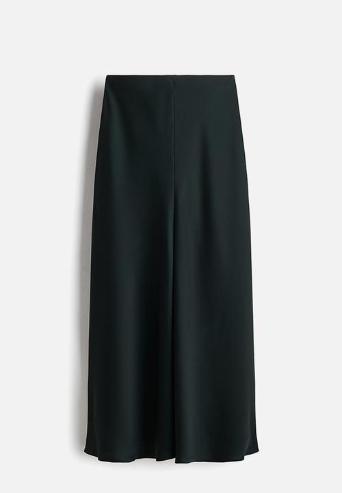 Satin maxi skirt - dark green - 1302073003 1