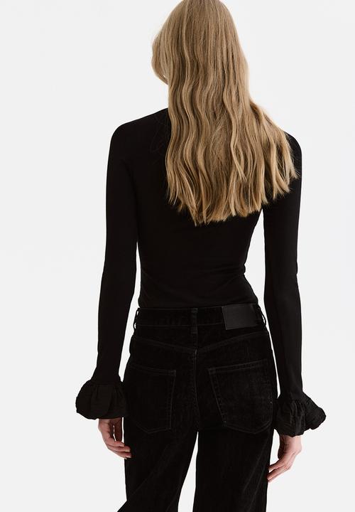 H&M - Ribbed jersey top - black