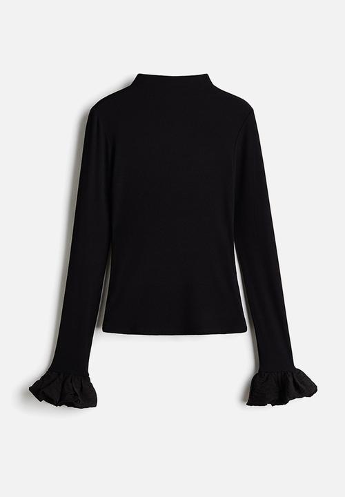 H&M - Ribbed jersey top - black