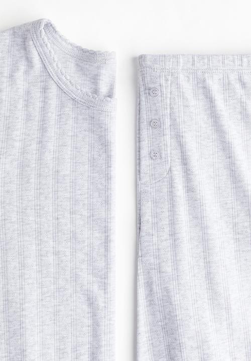 H&M - Pointelle jersey pyjamas - light grey marl