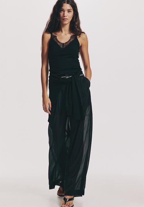 H&M - Lace-trimmed strappy top - black