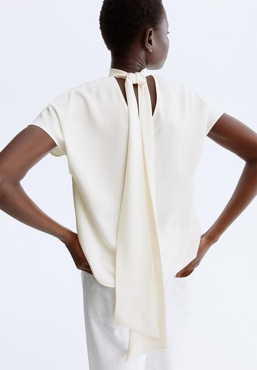 H&M - Scarf-collar blouse - white