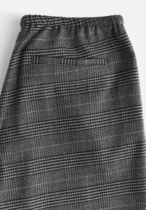 H&M - Drawstring trousers - dark grey/checked