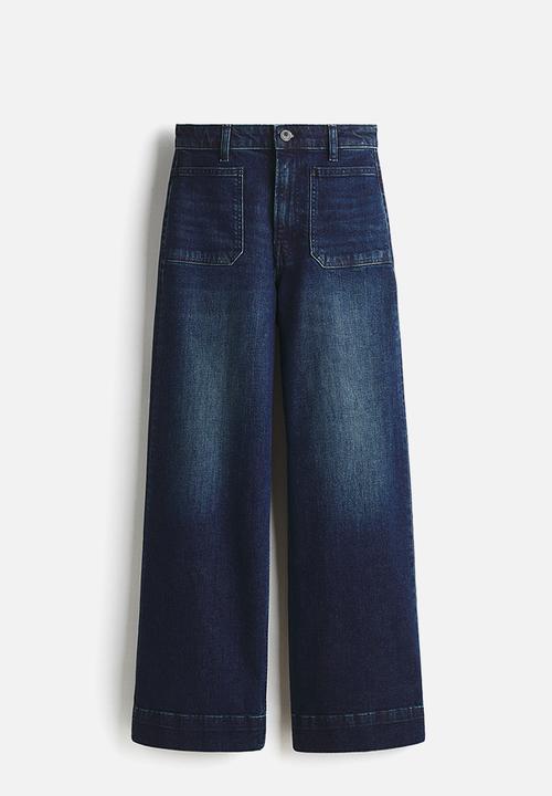 H&M - Wide high jeans - washed denim blue