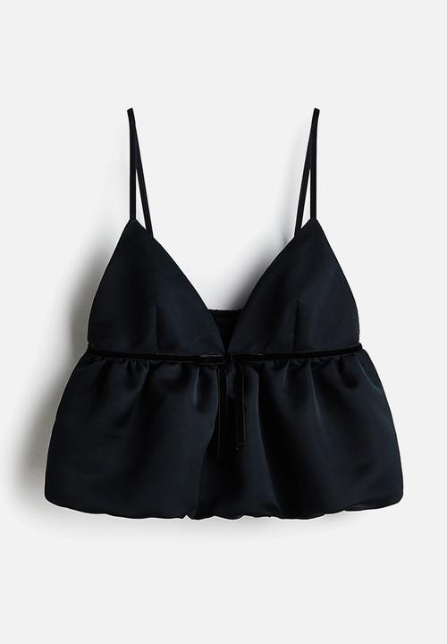H&M - Bubble-hem strappy top - black