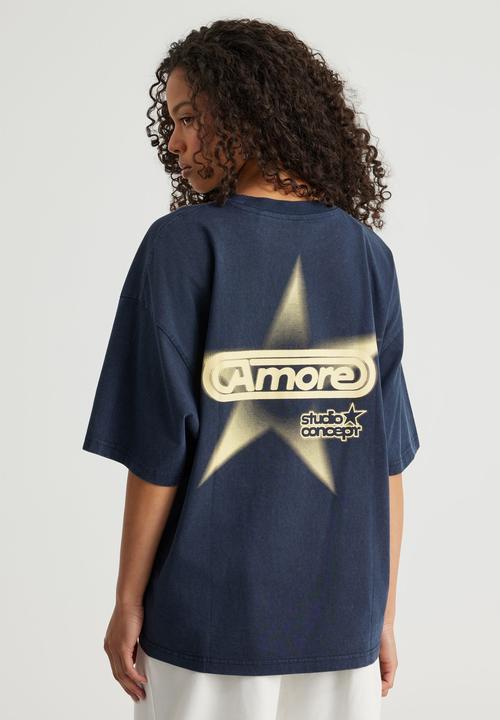 Factorie - Oversized Graphic Tee - Washed Navy Blazer/Amore Star