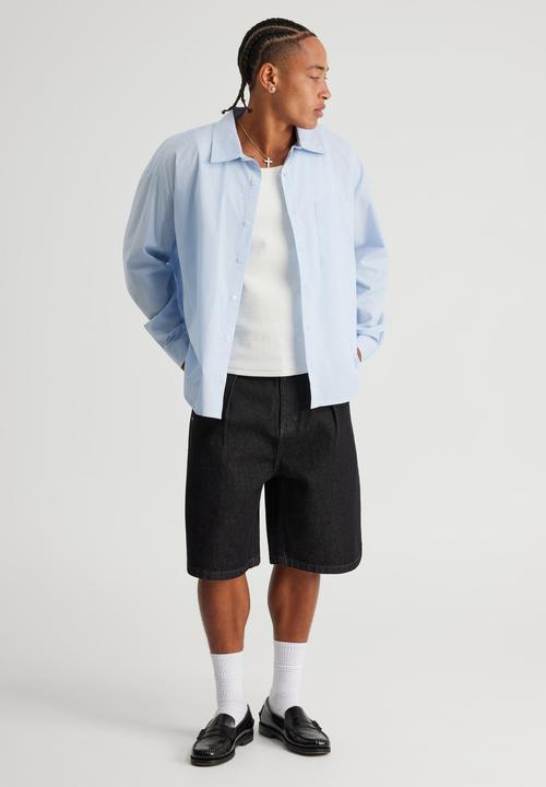 Factorie - Authentics Long Sleeve Shirt - Authentics Pale Blue Pinstripe