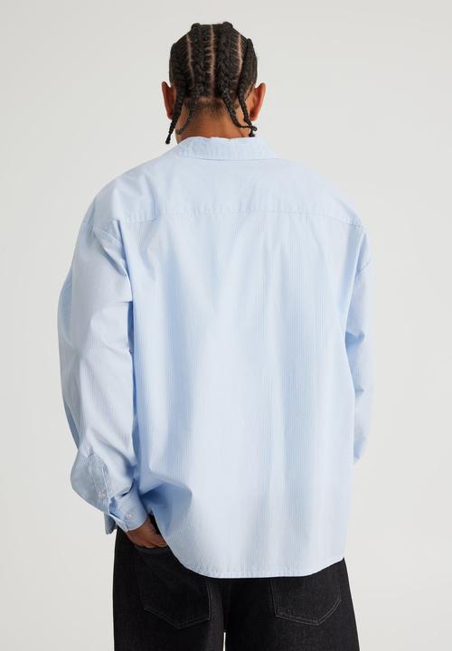 Factorie - Authentics Long Sleeve Shirt - Authentics Pale Blue Pinstripe