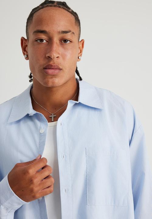 Factorie - Authentics Long Sleeve Shirt - Authentics Pale Blue Pinstripe