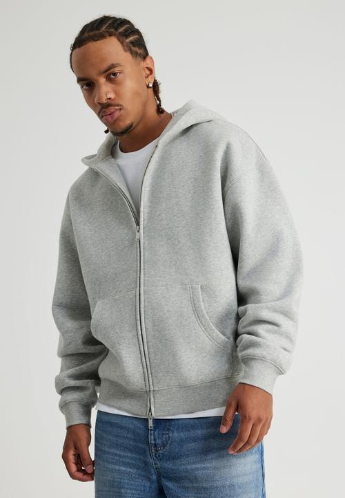 Authentics Oversized Zip Thru Hoodie - Grey Marle