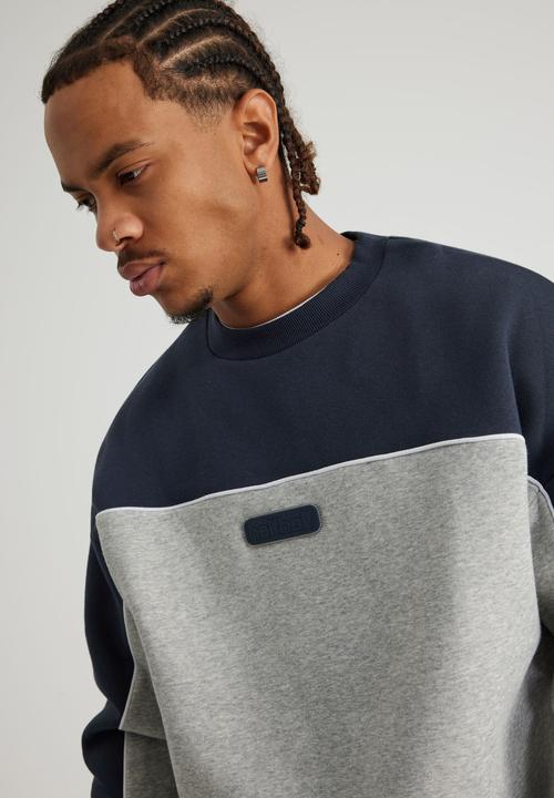 Factorie - Half Half Crew - Hh Grey Marle/Seal Panel