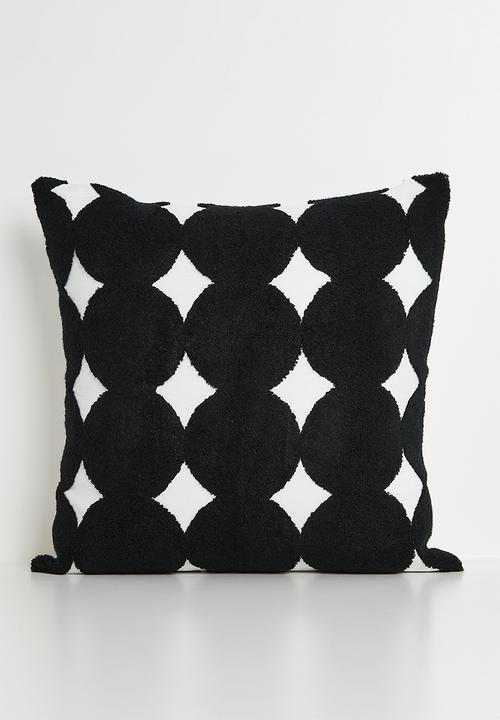 Pop Candy - Tufted geometric polka dot cushion cover - black/white