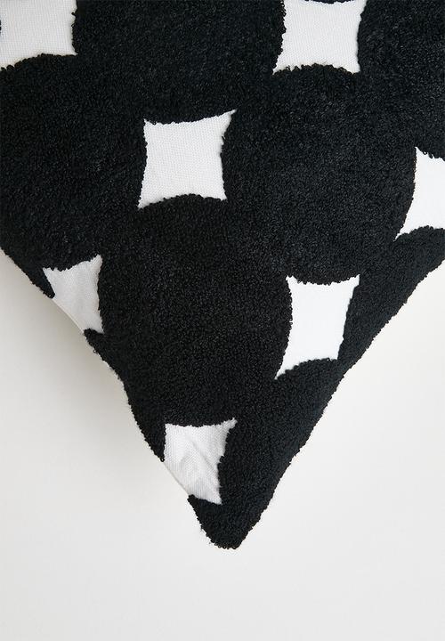 Pop Candy - Tufted geometric polka dot cushion cover - black/white