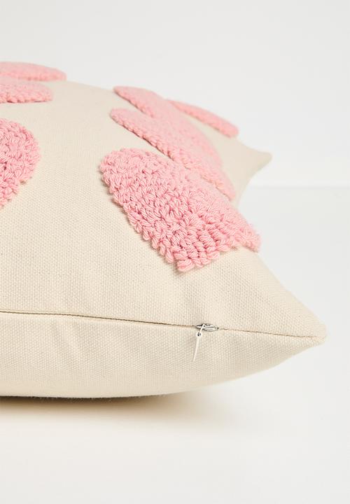 Pop Candy - Tufted heart all-over cushion cover - alabaster/pink