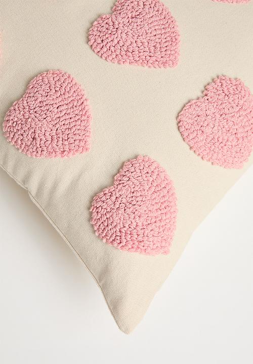Pop Candy - Tufted heart all-over cushion cover - alabaster/pink