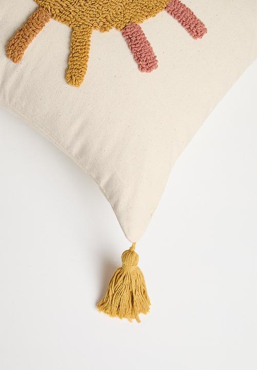 Pop Candy - Tufted sun placement cushion cover - off white/mustard