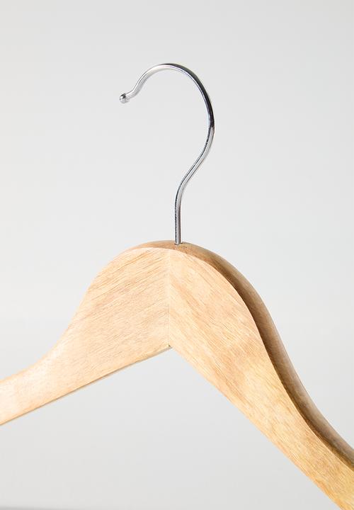 Bathroom Solutions - Basic wood clothes hanger set of 6 - natural